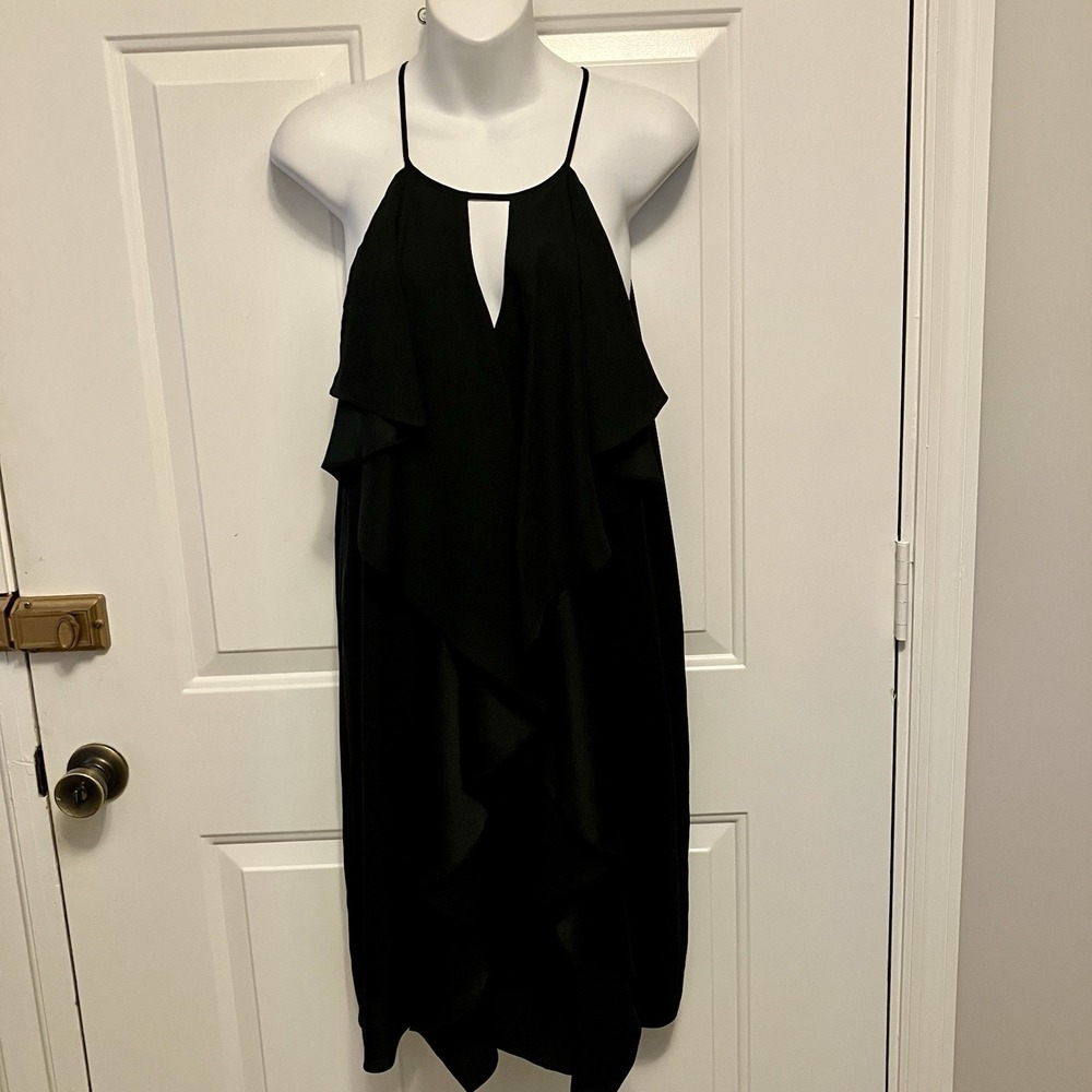 NWT Mika‎ & Gali Sz Small Black Dress Freya LBD Ruffle Sleeveless Women's Party